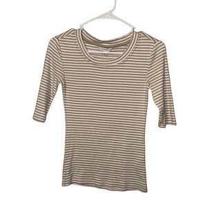 Striped Tan and White Women's Top